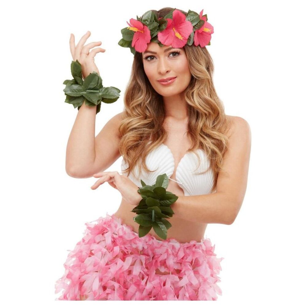Smiffys Unisex Adult Hawaiian Luau/Beach Party Costume Prop Set / Green/Pink